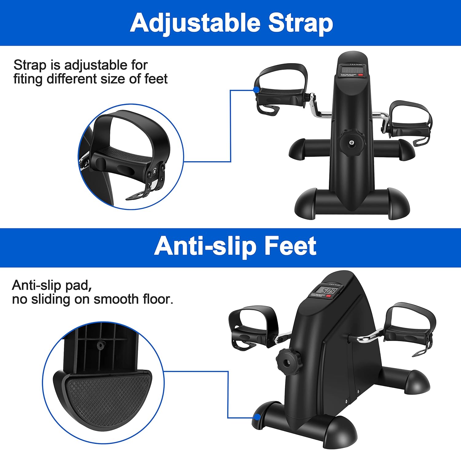 Pedal Exerciser Mini Exercise Bike for Leg and Arm Cycling Recovery Exercise Low Resistance Portable Bike - Image 5