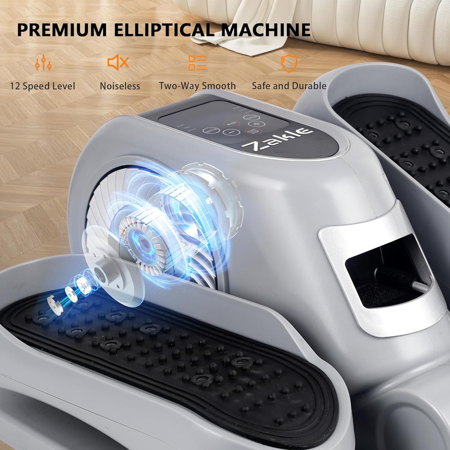 Zakle Under Desk Elliptical Machine, Electric Elliptical Training Machine w/Remote Control, 12 Speed Levels, Quiet Seated Pedal Exerciser for Home Office - Image 3