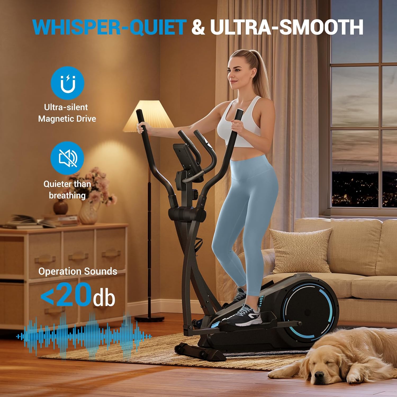 THERUN Elliptical Exercise Machine, Elliptical Machine for Home w/Whisper-Quiet Magnetic Driving System, Elliptical Training Machines w/ 15.3" Stride, 16 Resistance Levels, 8KG Flywheel - Image 3
