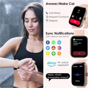 Smart Watch for Men Women, 100+ Sports Modes, Heart Rate/SpO2/Sleep Monitor, 1.91″ Touch Screen, Bluetooth Calls, IP68 Waterproof Fitness Tracker, Alexa Built-in, iOS Android Compatible (Pink)