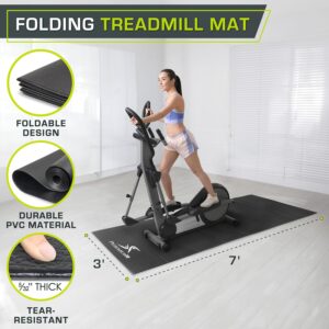 ProsourceFit Treadmill & Exercise Equipment Mats, Folding (7’L x 3’W x ¼”T) High Density PVC Floor Protector