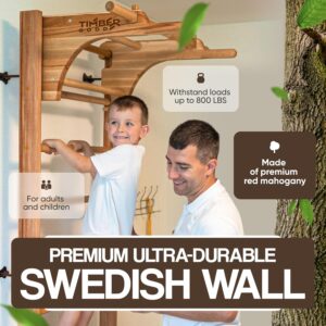 Swedish Ladder Wall Stall Bars for Kids and Adults, made of Solid Beech Wood, Withstands Loads up to 880 lbs, with Removable Pull-Up Bar, Dip Bar, Gymnastics and Exercise Indore Gym