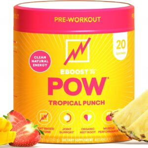 EBOOST POW Natural Pre Workout Powder – 20 Servings – Tropical Punch – A Pre Workout Supplement for Performance, Joint Mobility Support, Energy, Focus – Men & Women – Non-GMO, Gluten-Free, No Creatine