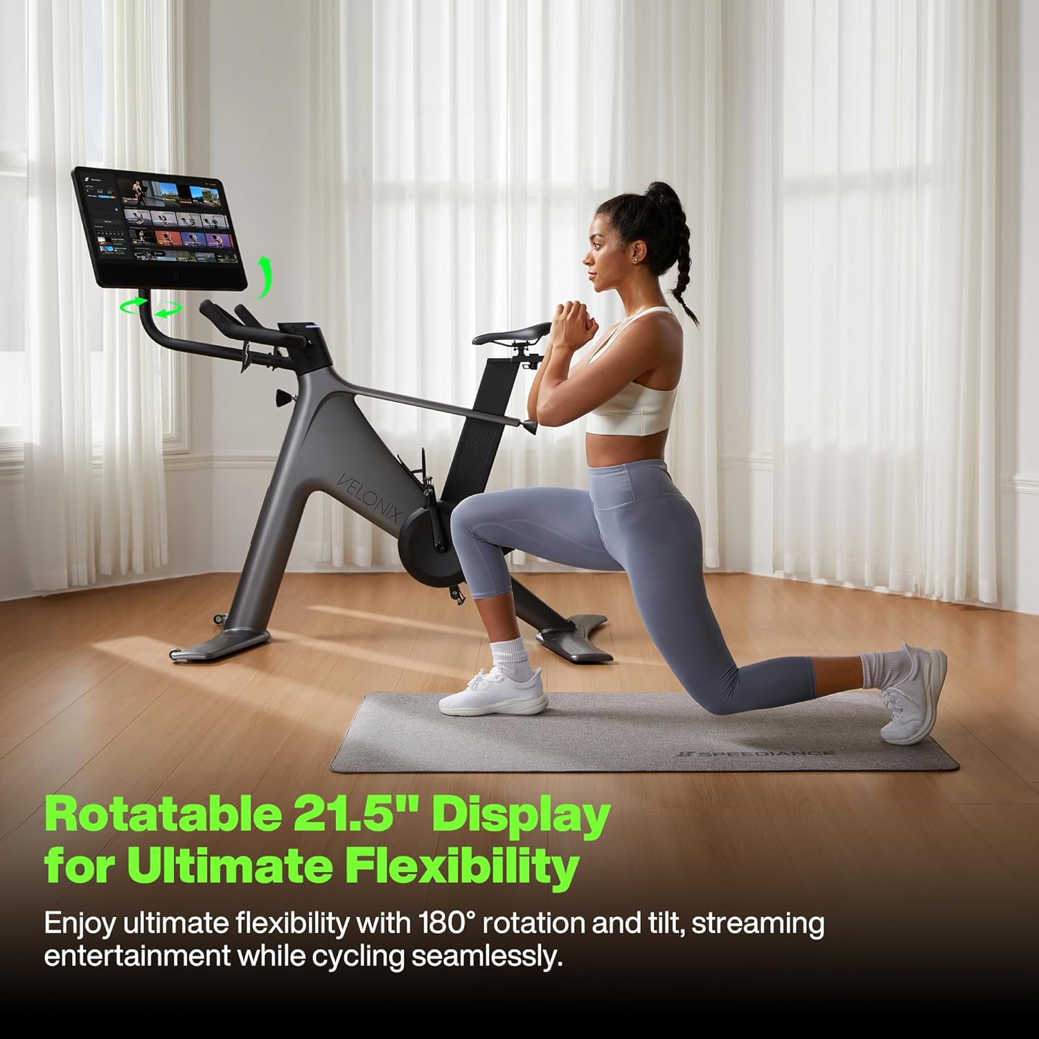 Speediance VeloNix Exercise Bike, Smart AI Fitness Bike with Personalized Fitness Courses & Online Cycling Coaching, 21.5" Screen, Solid Design, Low-Noise Cycling Bike, Stationary Bikes for Indoor Gym - Image 7