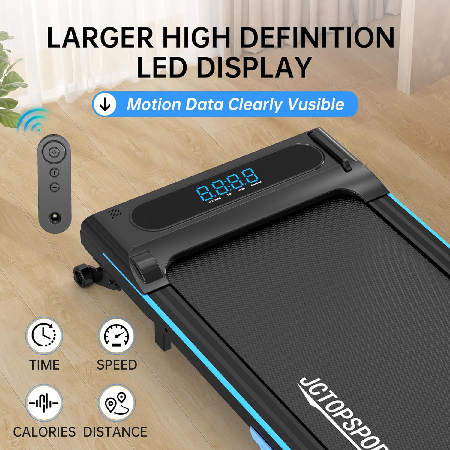 3-in-1 Treadmill for Home, Portable Walking Pad with Hand & Running Machine with Remote Control & LED Display, Compact Electric Treadmill for Home & Office, 300 lbs Capacity - Image 3