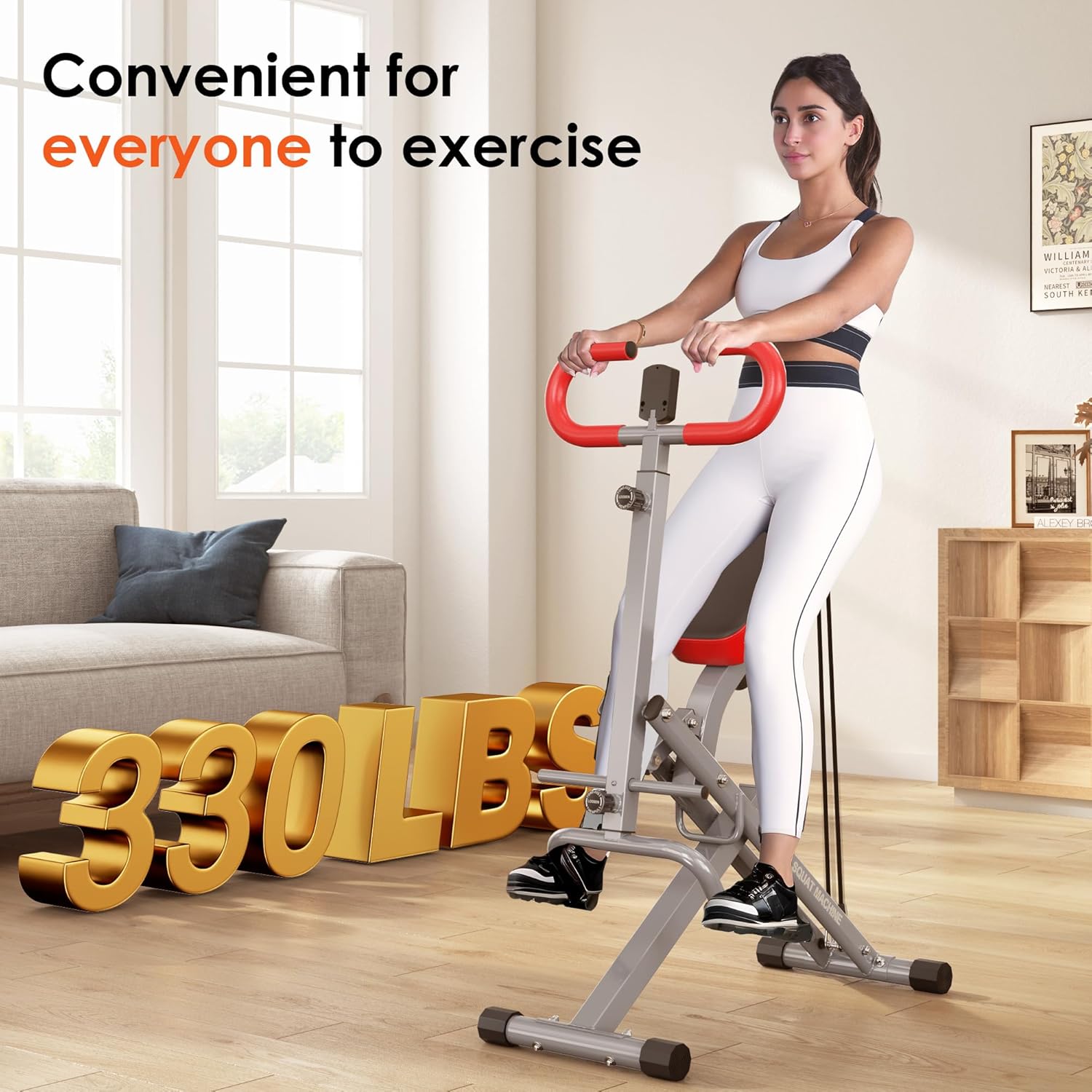 SogesHome Squat Machines Rowing Machine for Home, Foldable & Full Body Exercise Workout Equipment with Adjustable Resistance Bands for Women, Row and Ride Squat Machine for Glutes and Abs, 330 LBS - Image 5