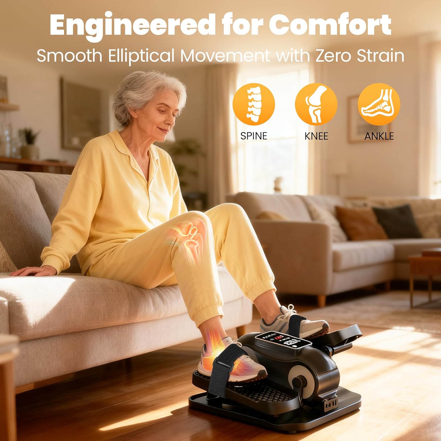 Under Desk Elliptical Machine, Ellipse Leg Exerciser as Seen on TV for Senior with Remote Control, Portable Quiet Electric Seated Pedal and 12 Adjustable Speed, Black - Image 3