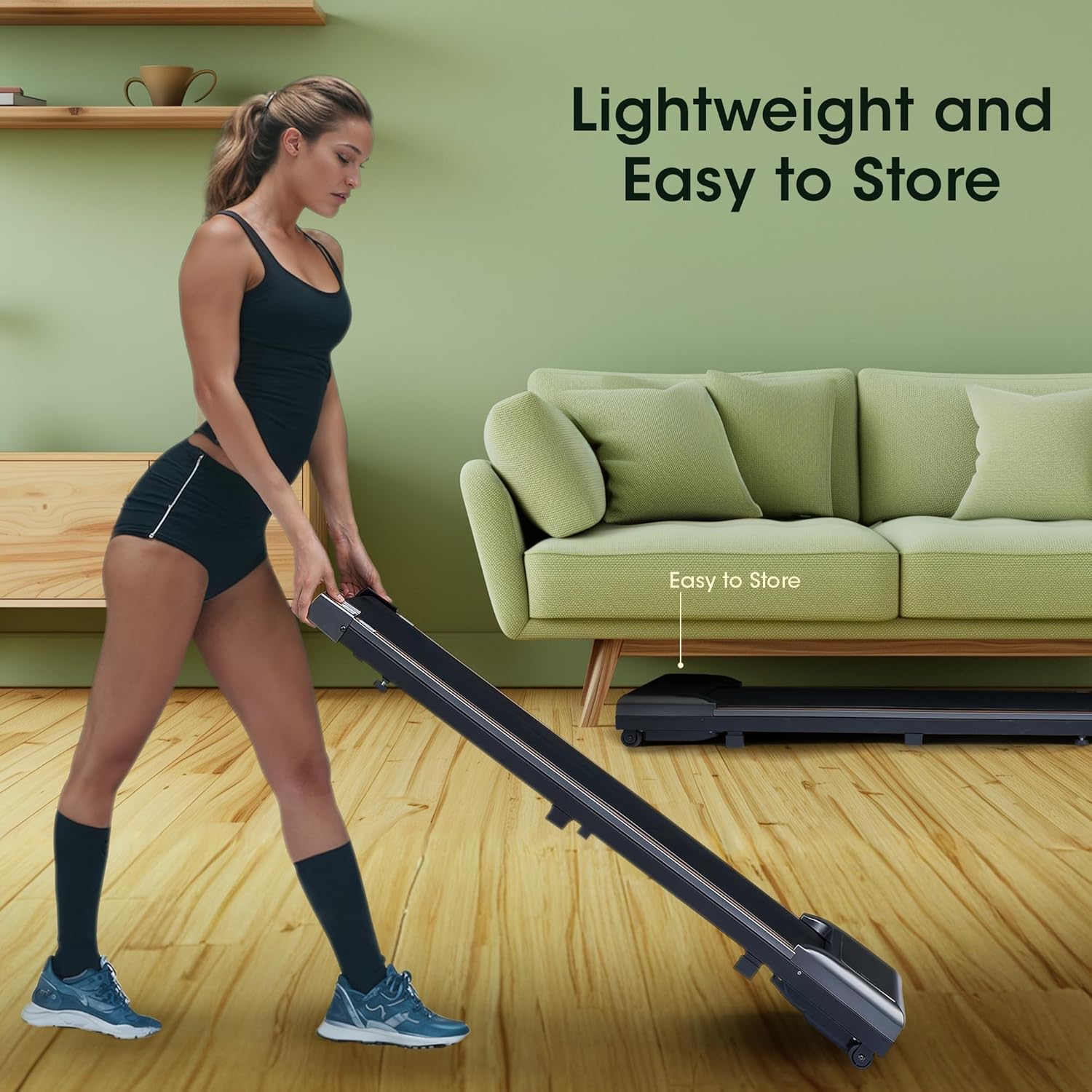 Walking Pad Under Desk Treadmill 2.5HP Treadmill with LED Display Remote Control 265lb Weight Capacity Walking Jogging Machine for Home Office - Image 6