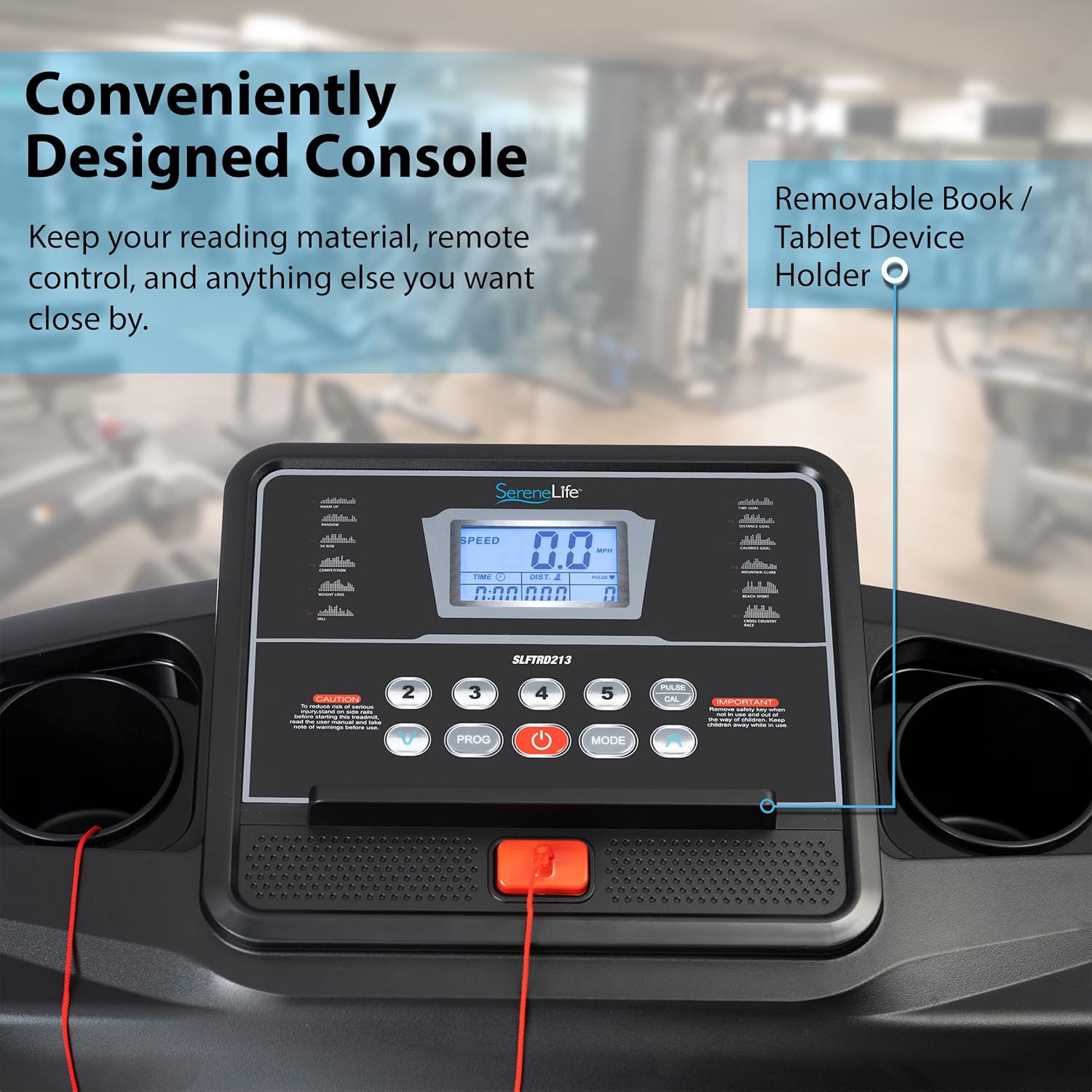 SereneLife Folding Treadmill Exercise Running Machine - Electric Motorized Running Exercise Equipment - Image 3