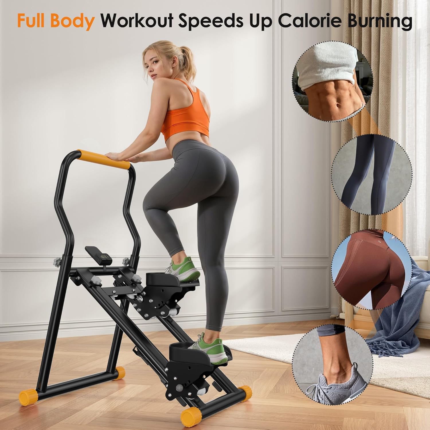 SogesHome Folding Stair Stepper Machine for Home Gym Exercise, Indoor Vertical Stepper Climber Machine with Adjustable Handlebar & Pedals, Full Body Cardio Fitness Workout Equipment - Image 6