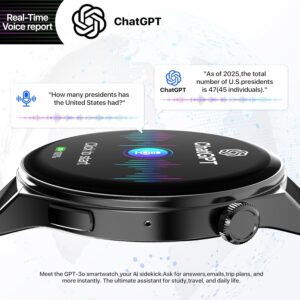 AI Translator Watch，Language Translator Device,Heart Rate & Sleep Monitor, AMOLED Display, Titanium Alloy Waterproof, Multi-Sport Modes,Black