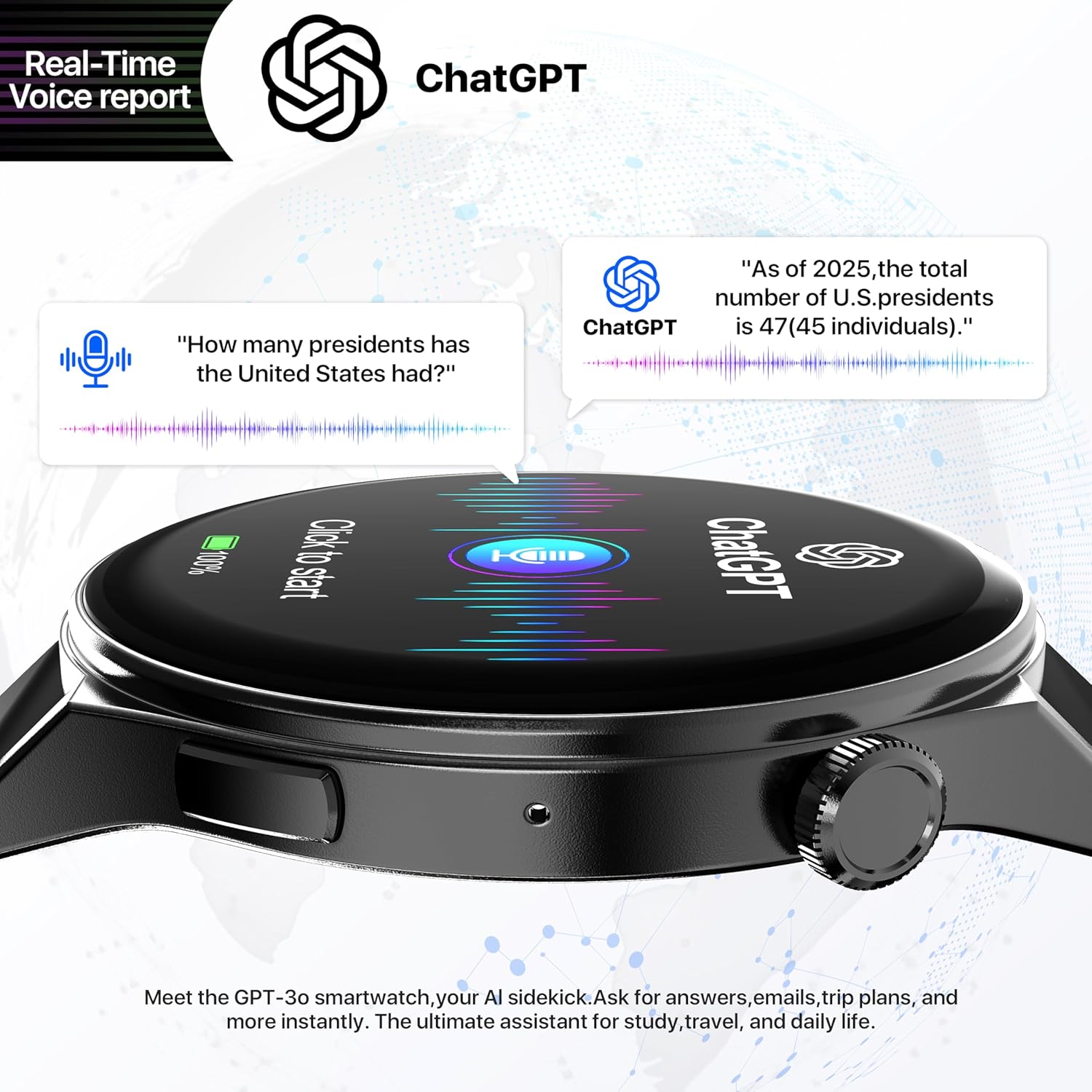 AI Translator Watch,Language Translator Device,Heart Rate & Sleep Monitor, AMOLED Display, Titanium Alloy Waterproof, Multi-Sport Modes,Black - Image 2