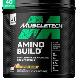 MuscleTech BCAA Powder for Men & Women, Tropical Twist – Amino Acids Nutritional Supplement with Electrolytes for Energy, Muscle Gain & Recovery – Sugar-Free Gym Pre-Workout – 40 Servings
