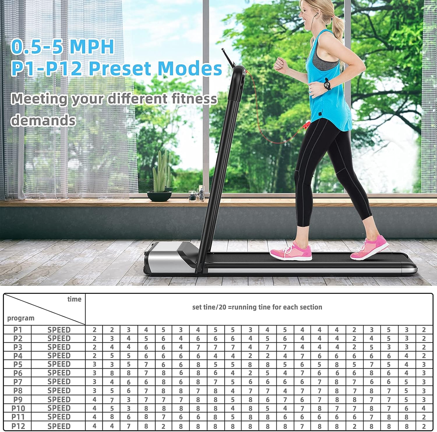 Goplus Folding Treadmill, Ultra-Thin Installation-Free Foldable Electric Treadmill, Low Noise, Walking Jogging Machine, Portable Superfit Treadmills for Home Office - Image 6