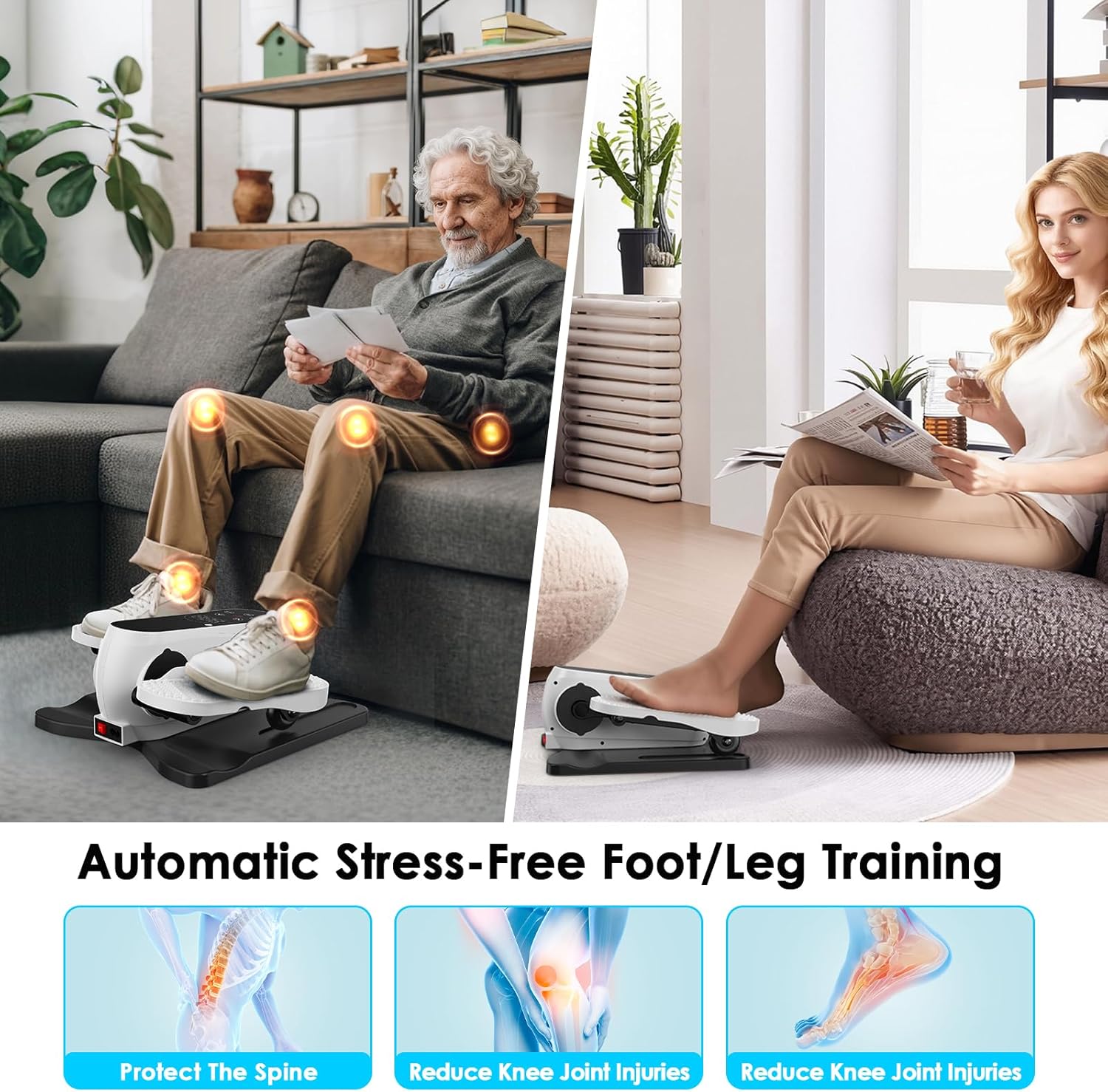 Under Desk Elliptical Machine, Electric Ellipse Leg Exerciser as Seen on TV,12 Speeds Leg Exerciser While Sitting for Seniors, Quiet Pedal Exerciser with Remote Control for Home Office - Image 5