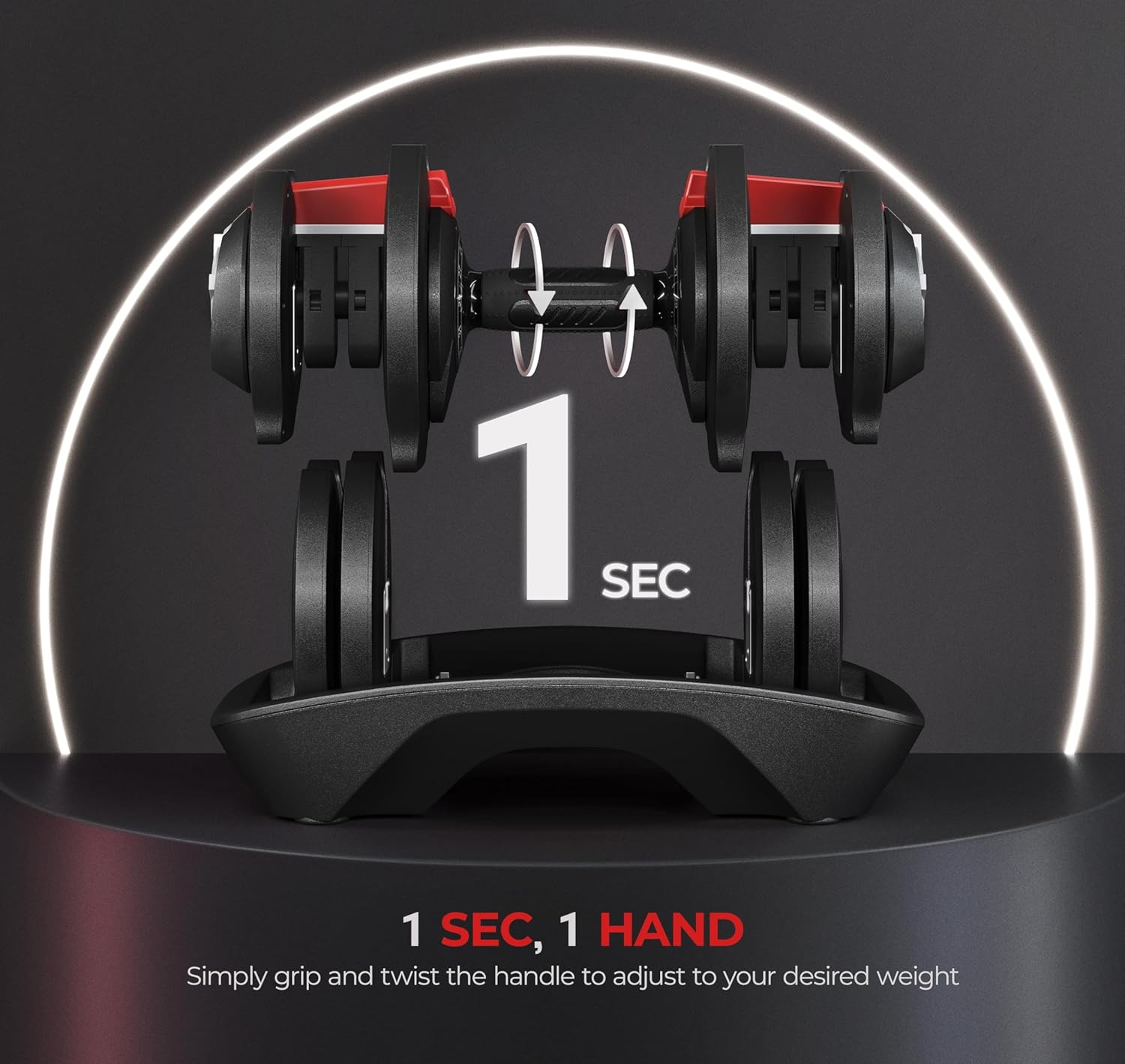 Yaheetech Adjustable Dumbbell Set 28/40/52.5/90LBS Adjustable Dumbbells Fast Adjust Dumbbell Weight Set with Anti-Slip Handle and Tray for Men/Women Home Gym Strength Training Equipment Single/Pair - Image 3