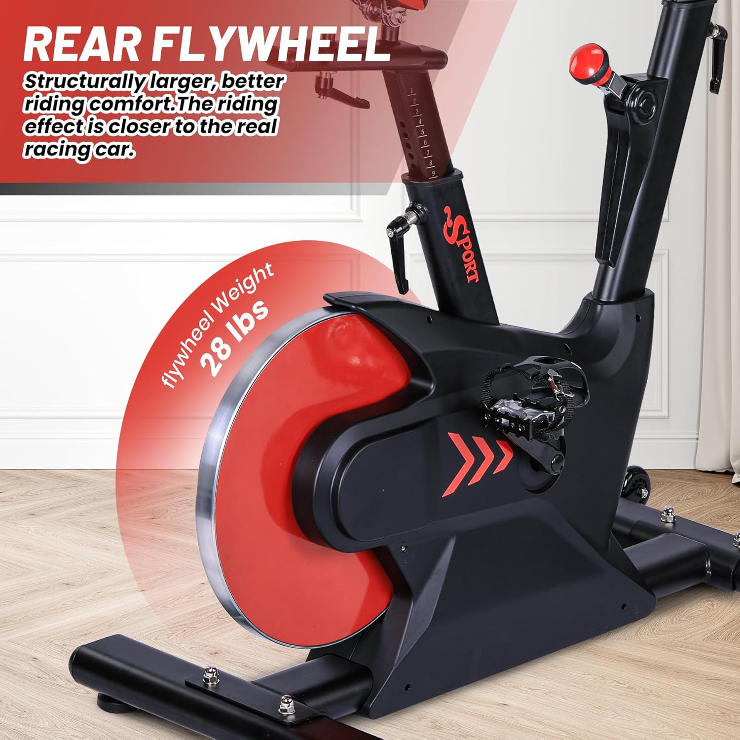 Stationary Exercise Bike for Home, Indoor Cycling Bike with Smart Knob, Heavy Flywheel, Adjustable Magnetic Resistance, Low Noise Workout Bike with LCD Display and App, Upgraded Comfortable Seat - Image 3