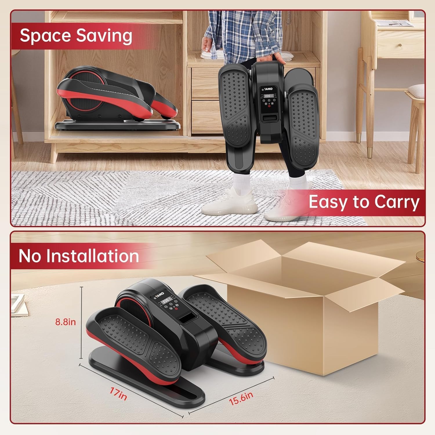 YAMO Under Desk Elliptical Machine Seated Ellipse Leg Exerciser for Seniors Fully Assembled Quiet Portable Elliptical Pedal Exerciser with Remote Control 12 Adjustable Speed Levels - Image 8