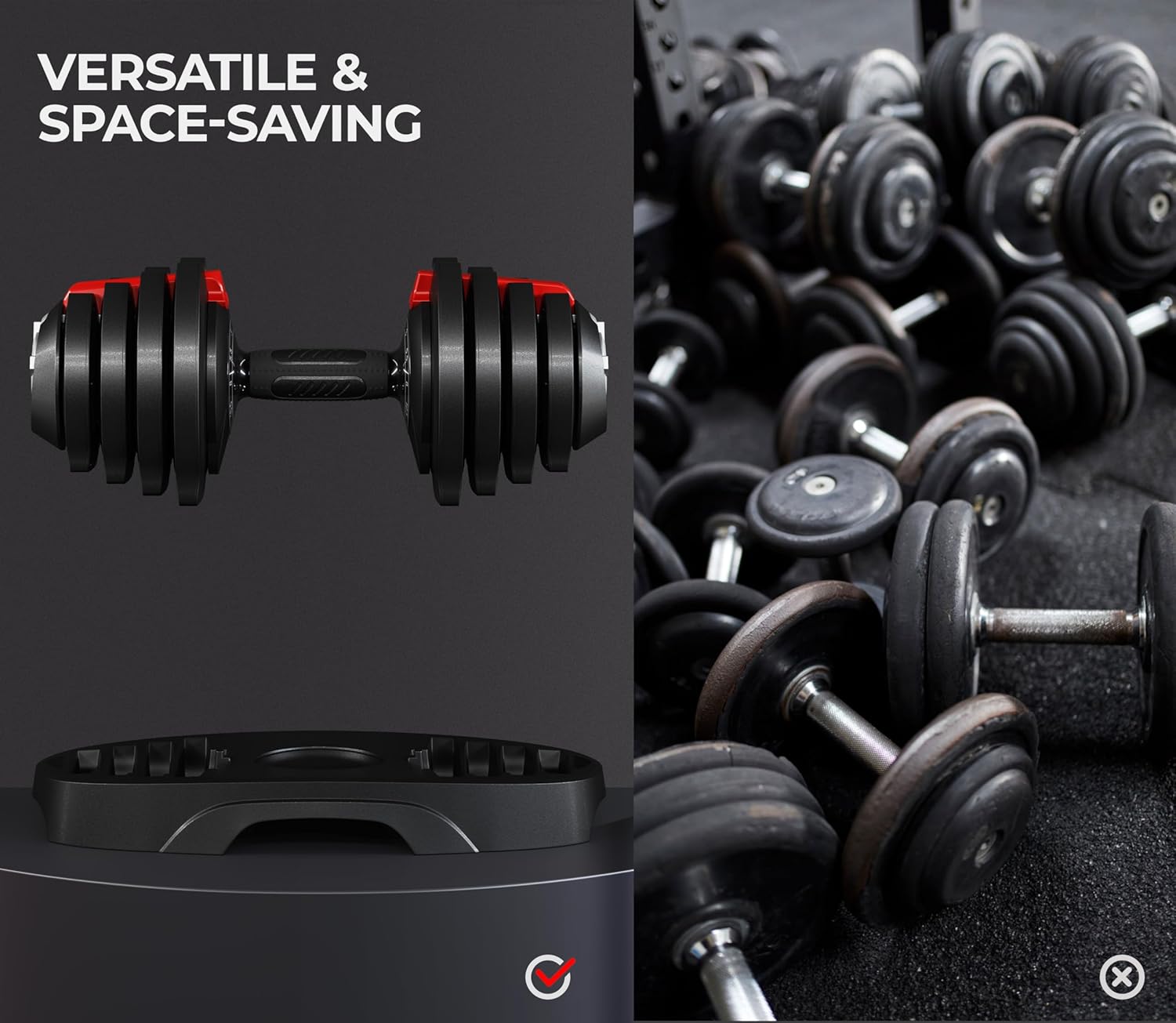 Yaheetech Adjustable Dumbbell Set 28/40/52.5/90LBS Adjustable Dumbbells Fast Adjust Dumbbell Weight Set with Anti-Slip Handle and Tray for Men/Women Home Gym Strength Training Equipment Single/Pair - Image 4