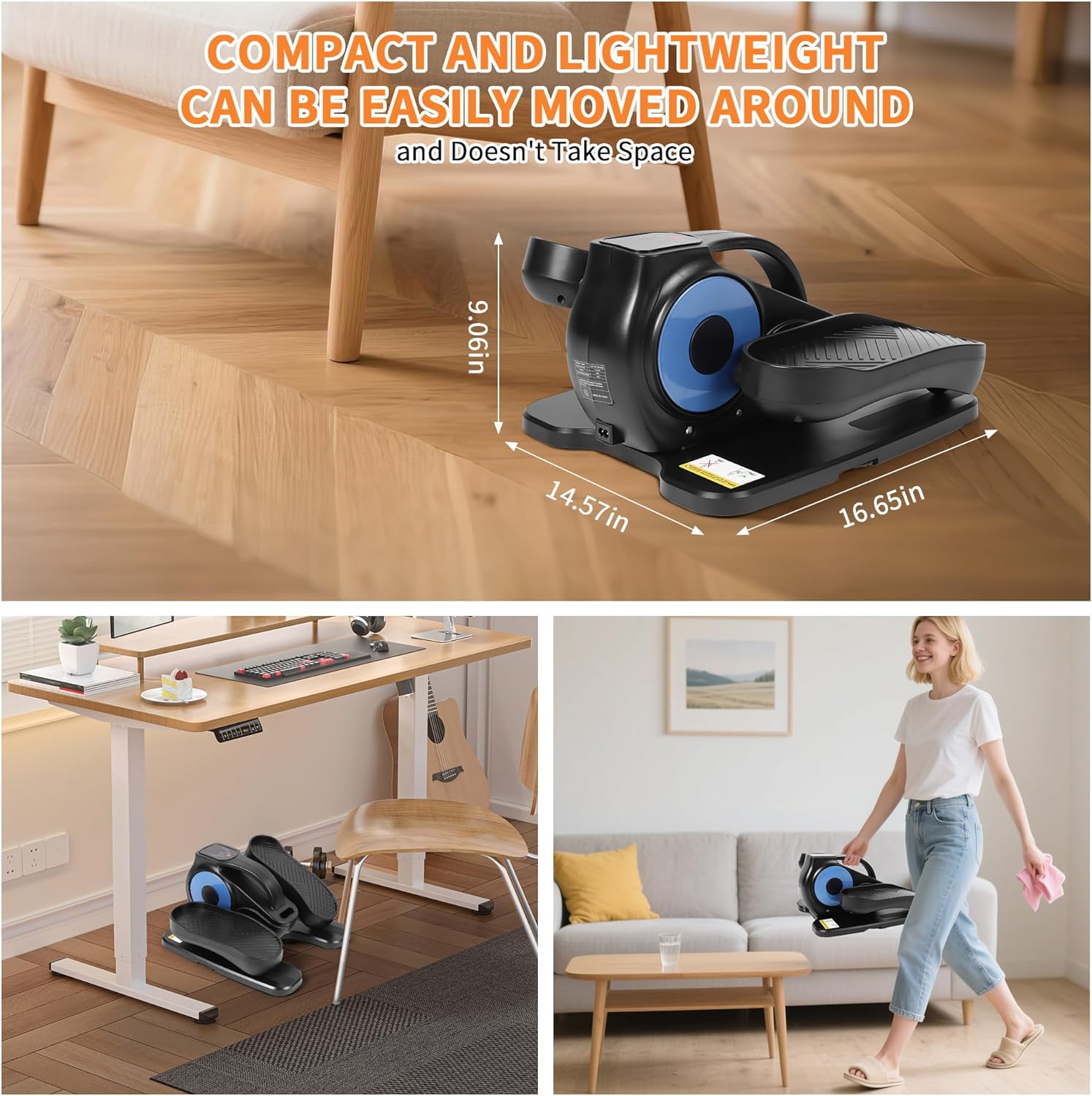 2025 Under Desk Elliptical - Quiet Electric Pedal Exerciser for Seniors/Adults, Portable w/Remote & Non-Slip Mat, Low Impact Leg Exercise for Home/Office While Sitting - Image 7
