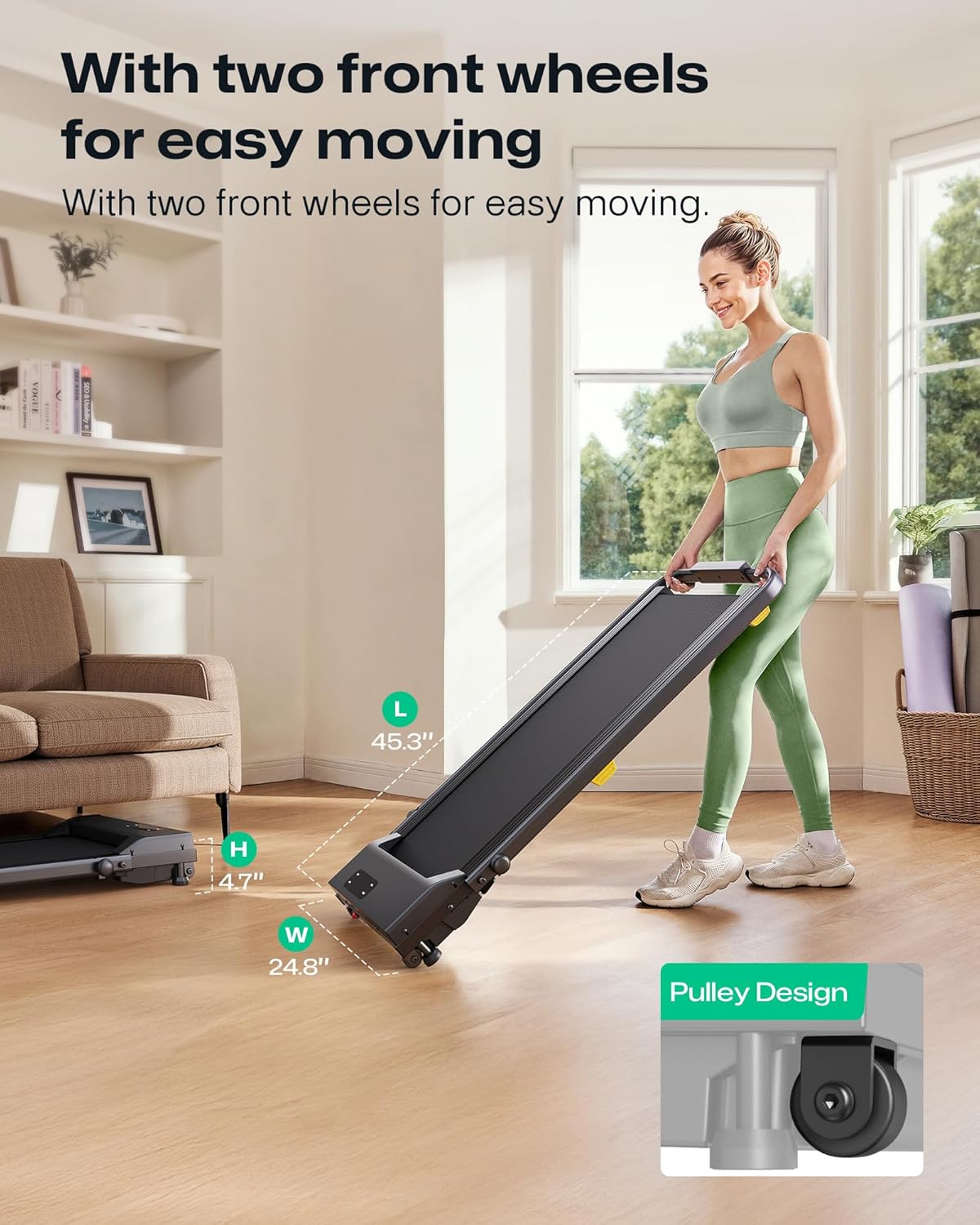 UREVO Walking Pad with Incline, 9% Incline Portable Under Desk Treadmill, 2.5 HP Walking Treadmill Pad for Home and Office, Walking Jogging Running Machine with Remote Control and LED Display - Image 7