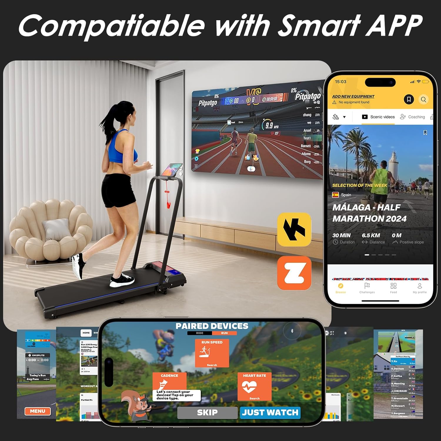 Treadmill Under Desk Walking Pad,2 in 1 Folding Treadmill for Home/Office with Remote Control and APP,Large Screen - Image 4