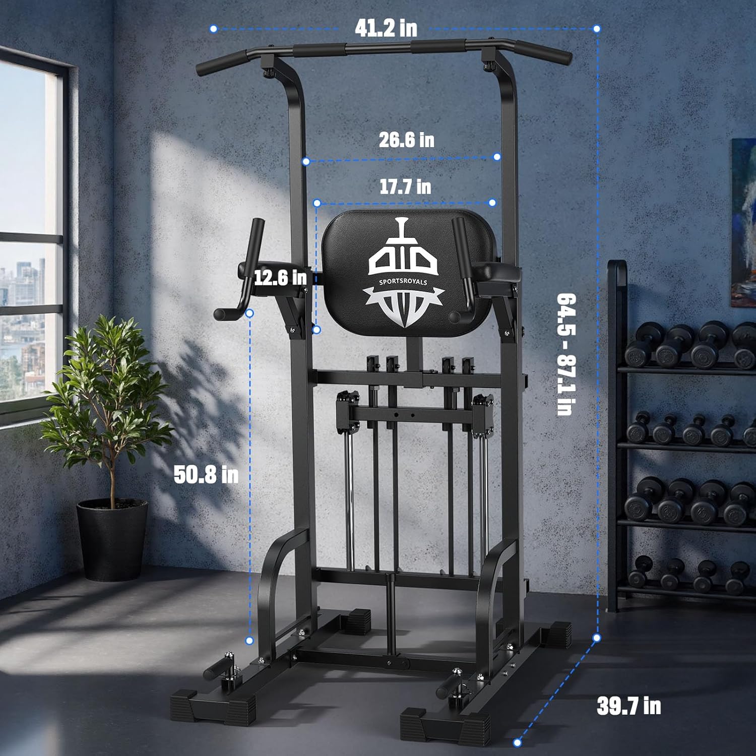 Sportsroyals Power Tower Pull Up Bar Station, 450LBS Stable Pull Up Dip Station for Home Gym Strength Training Equipment - Image 9