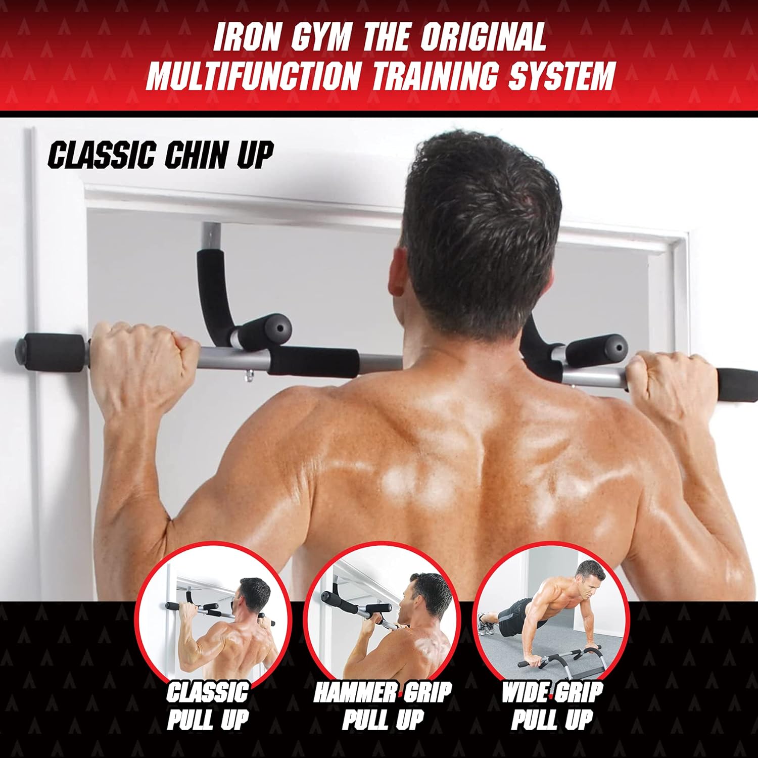Iron Gym Pull Up Bars - Total Upper Body Workout Bar for Doorway, Adjustable Width Locking, No Screws Portable Door Frame Horizontal Chin-up Bar, Fitness Exercise & Training Equipment for Home,Black, Silver,IRONGMC5 - Image 4
