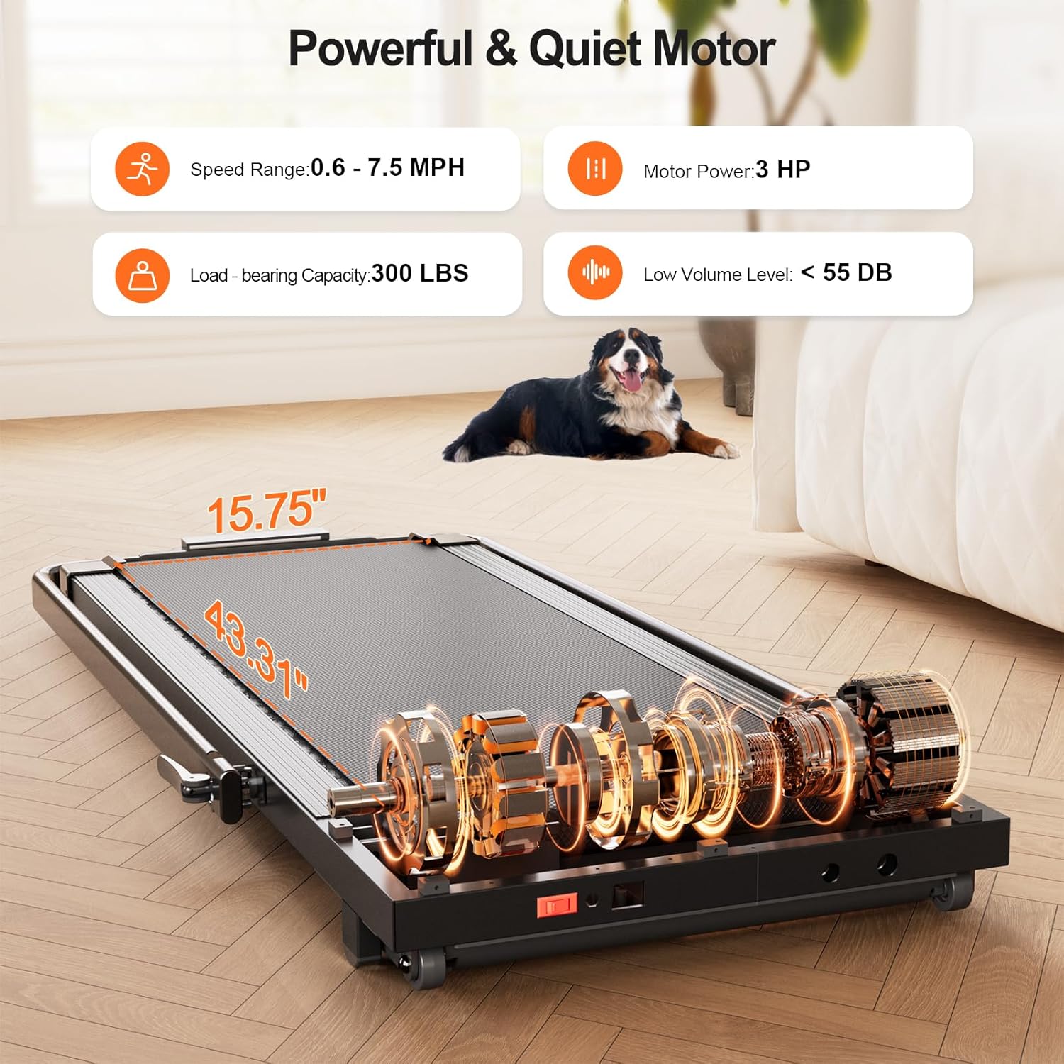 Walking Pad Treadmill with Handle Bar 3-in-1 Foldable Treadmills for Small Space 300 LBS Capacity, 3.0HP Portable Under Desk Treadmill for Home Office with LED Display Remote APP Control - Image 5