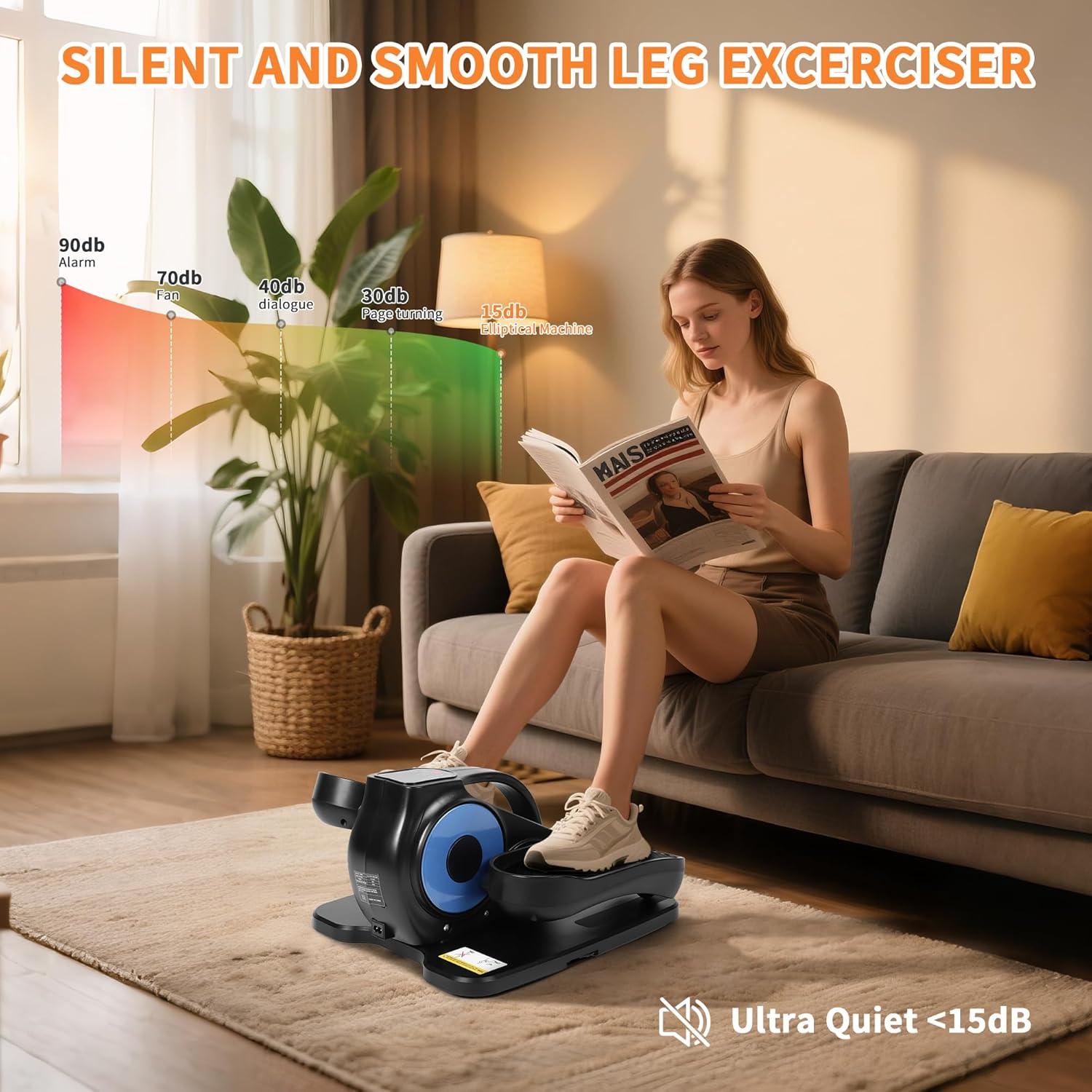 2025 Under Desk Elliptical - Quiet Electric Pedal Exerciser for Seniors/Adults, Portable w/Remote & Non-Slip Mat, Low Impact Leg Exercise for Home/Office While Sitting - Image 6