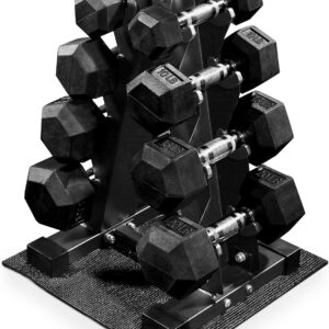 BalanceFrom Rubber Coated Hex Dumbbell Weight Set with Storage Rack, 100LB or 150LB or 200LB Set, 5-20 lbs or 5-25 lbs or 10-30 lbs Pairs