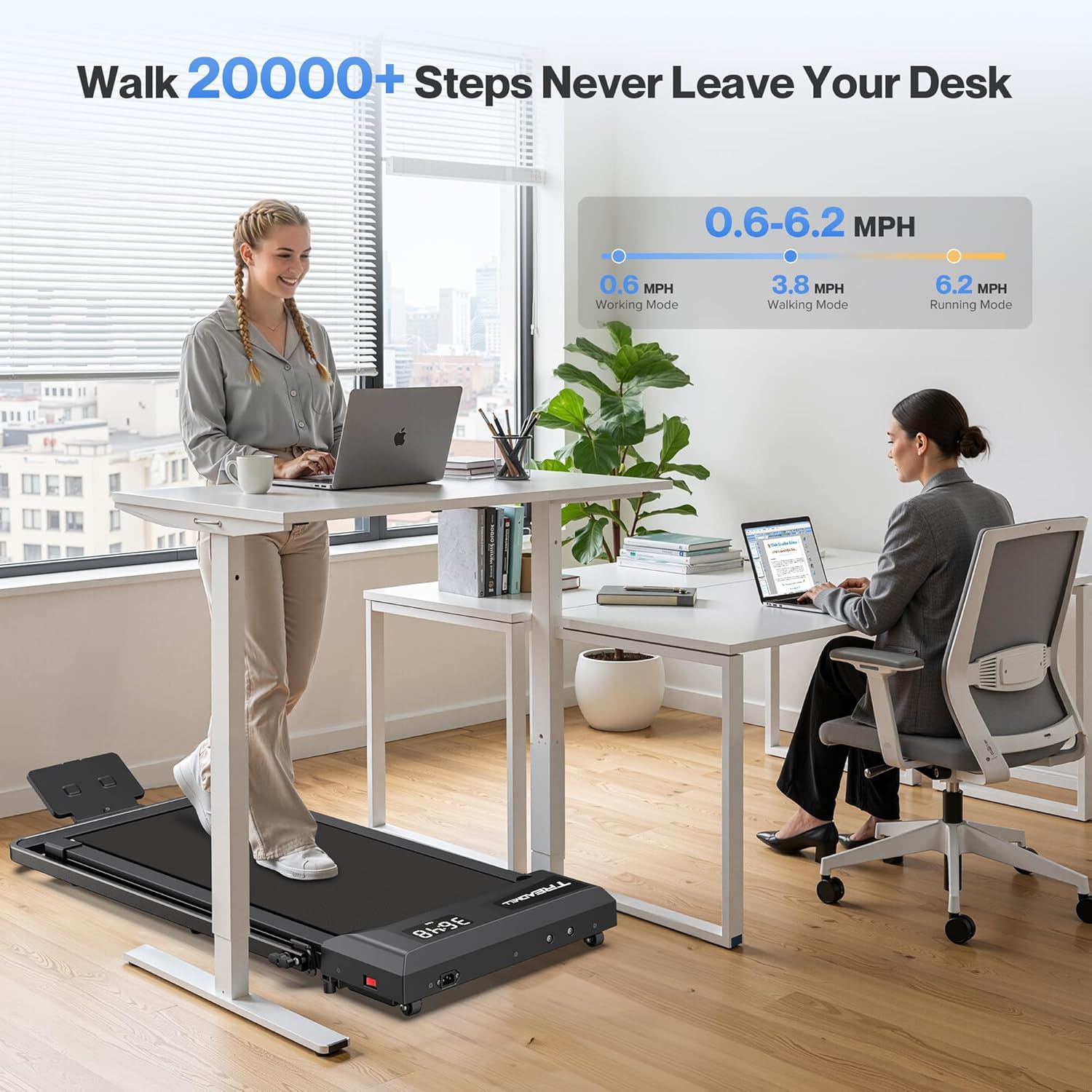 COZYINN 10% Incline Walking Pad, 2 in 1 Foldable Walking Pad Treadmills for Home and Office, 3.0 HP Portable Under Desk Treadmill with Handle Bar, 320 lbs Capacity, APP & Remote Control - Image 4