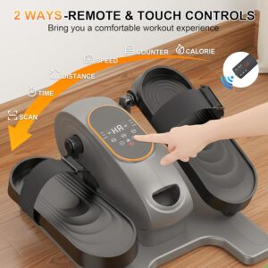 Mini Under Desk Elliptical Low Impact Electric Leg Exerciser As Seen on TV for Seniors with 15 Adjustable Speed Quiet & Portable for Home and Office with Non-Slip Mat & Foot Straps
