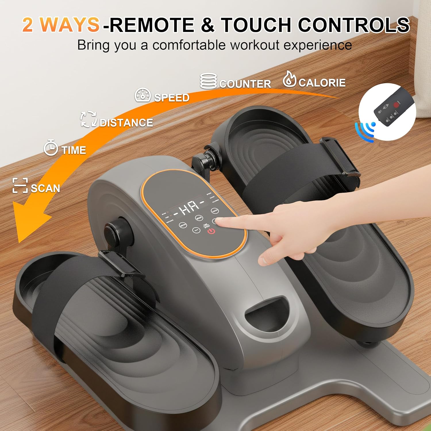 Mini Under Desk Elliptical Low Impact Electric Leg Exerciser As Seen on TV for Seniors with 15 Adjustable Speed Quiet & Portable for Home and Office with Non-Slip Mat & Foot Straps - Image 2