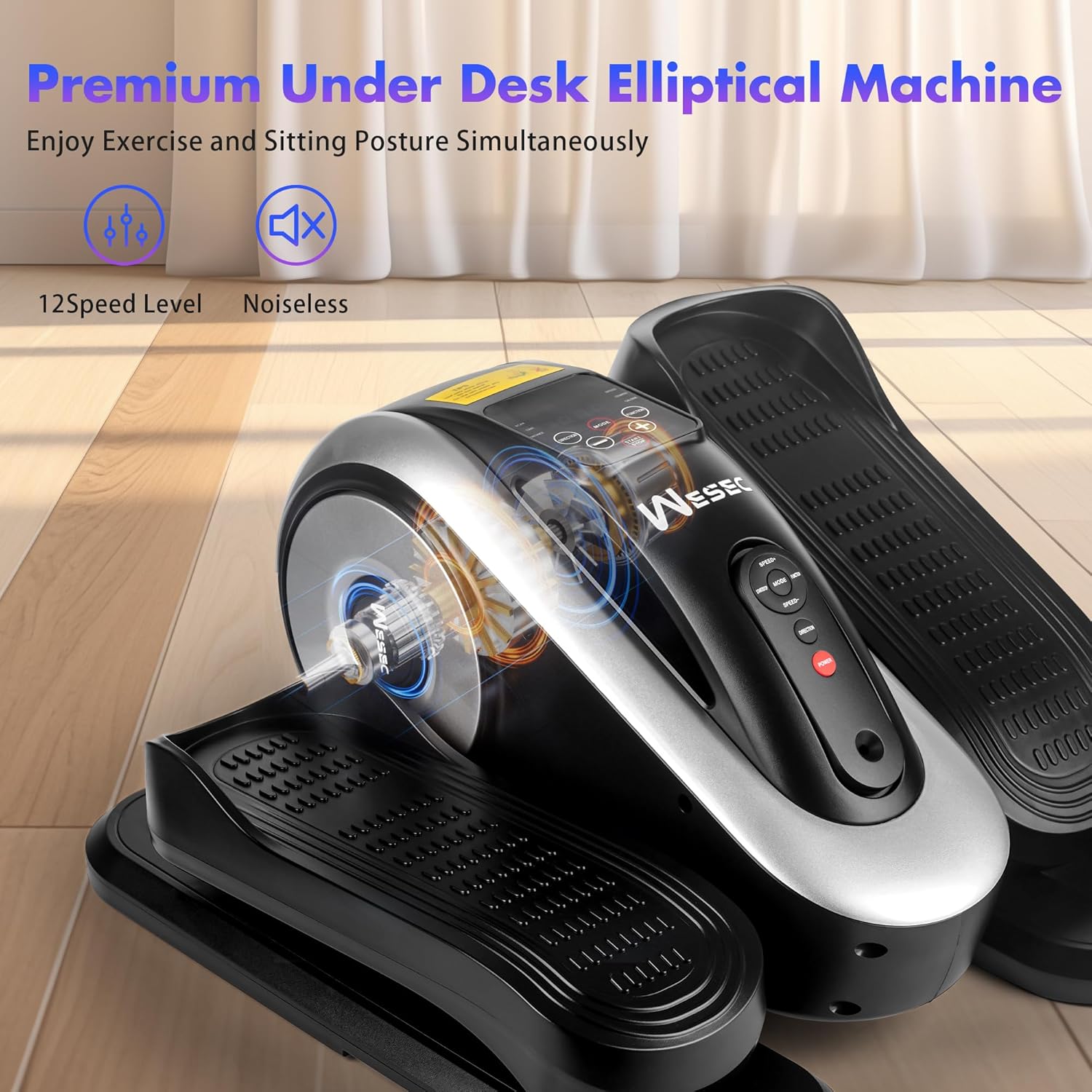 Under Desk Elliptical Machine, Electric Elliptical Training Machine for Seniors w/Remote & 12 Speeds Level, Manual & Auto Mode, Seated Pedal Exerciser for Home Office - Image 2