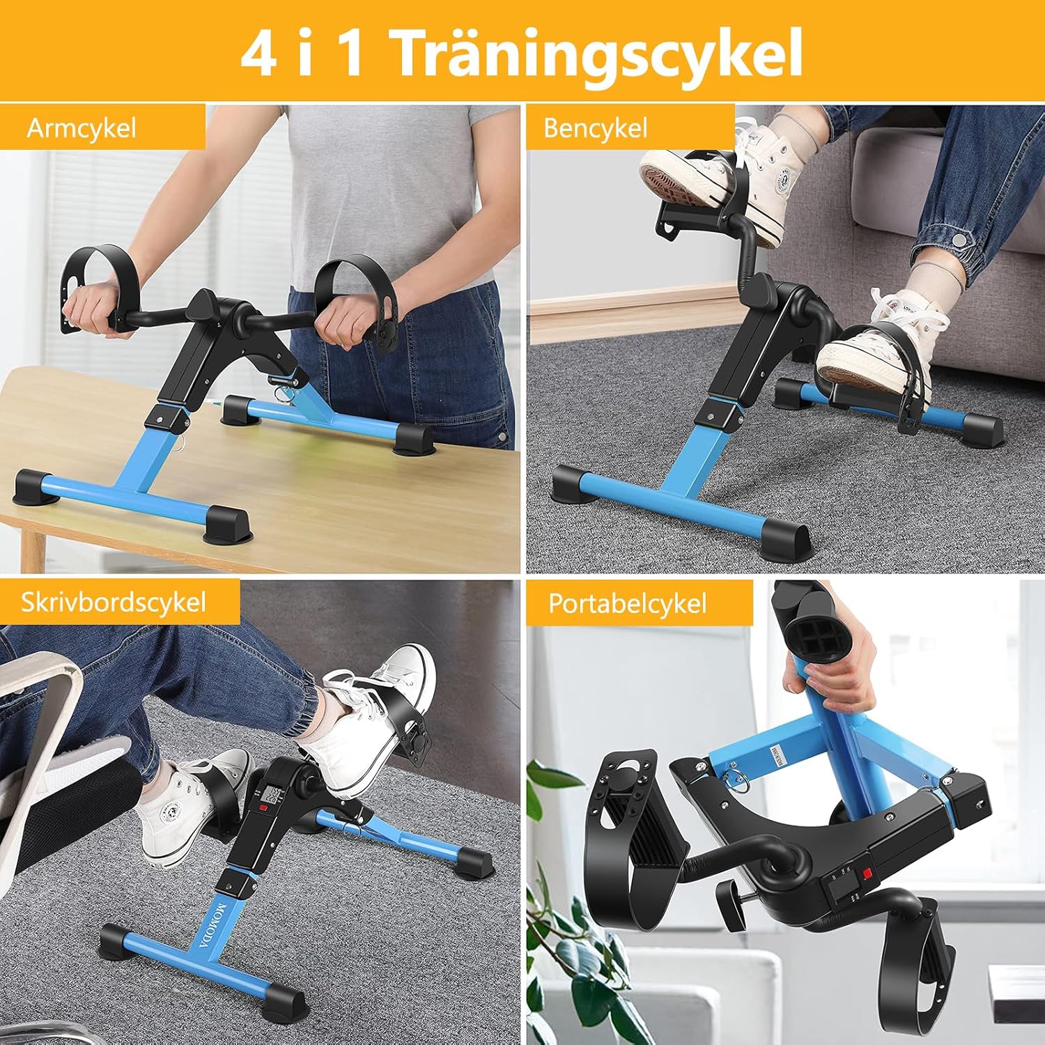 MOMODA Under Desk Pedal Exerciser Mini Bike for Leg/Arm - Foldable Peddler with LCD Display for Home/Office - Image 9