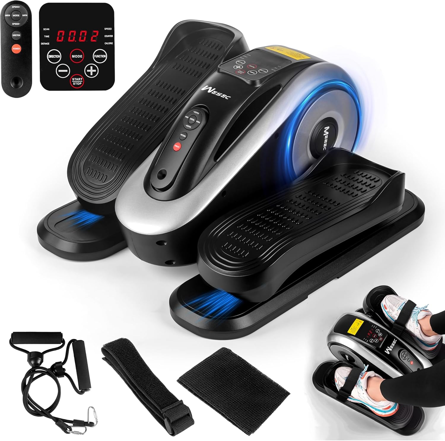 Under Desk Elliptical Machine, Electric Elliptical Training Machine for Seniors w/Remote & 12 Speeds Level, Manual & Auto Mode, Seated Pedal Exerciser for Home Office
