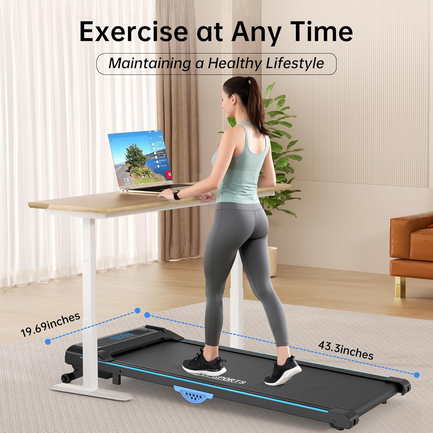 3-in-1 Treadmill for Home, Portable Walking Pad with Hand & Running Machine with Remote Control & LED Display, Compact Electric Treadmill for Home & Office, 300 lbs Capacity - Image 8