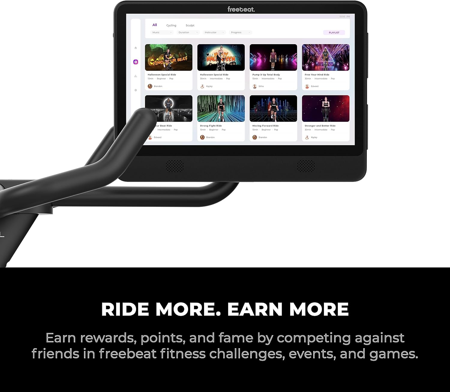 Freebeat Boom Exercise Bike, Smart Spin Bike for Home, 15.6'' HD Touchscreen, Auto Resistance, Compact Stationary Bike with Screen, Bluetooth, Scenic Rides, Training Algorithm, Gamified Classes with Expert Instructors - Image 8