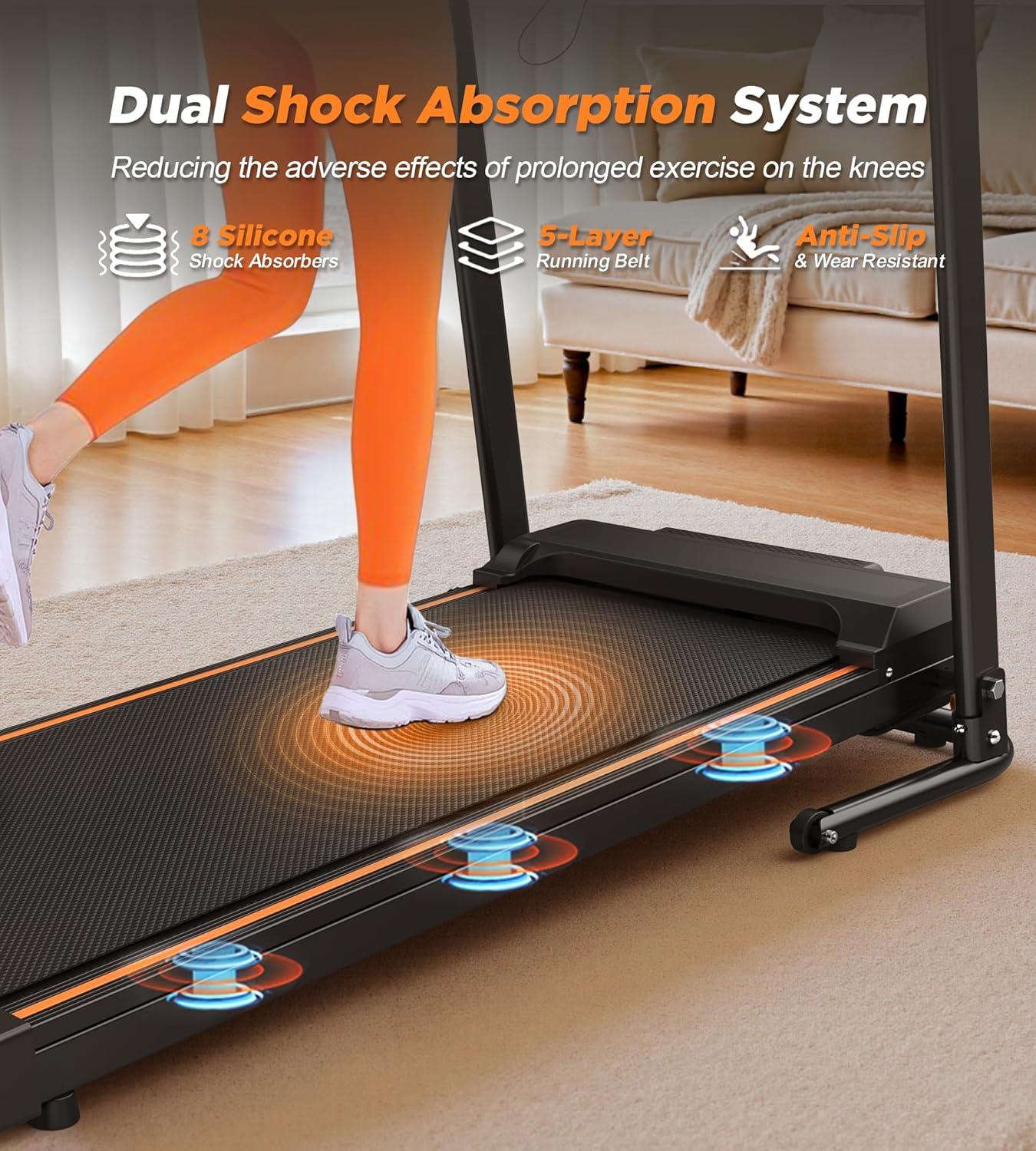 FYC Folding Treadmills for Home with 2.5HP, 300 LBS Capacity, Knee Protection Shock Absorption, Bluetooth with Fitshow App, Space-Saving Design. - Image 5