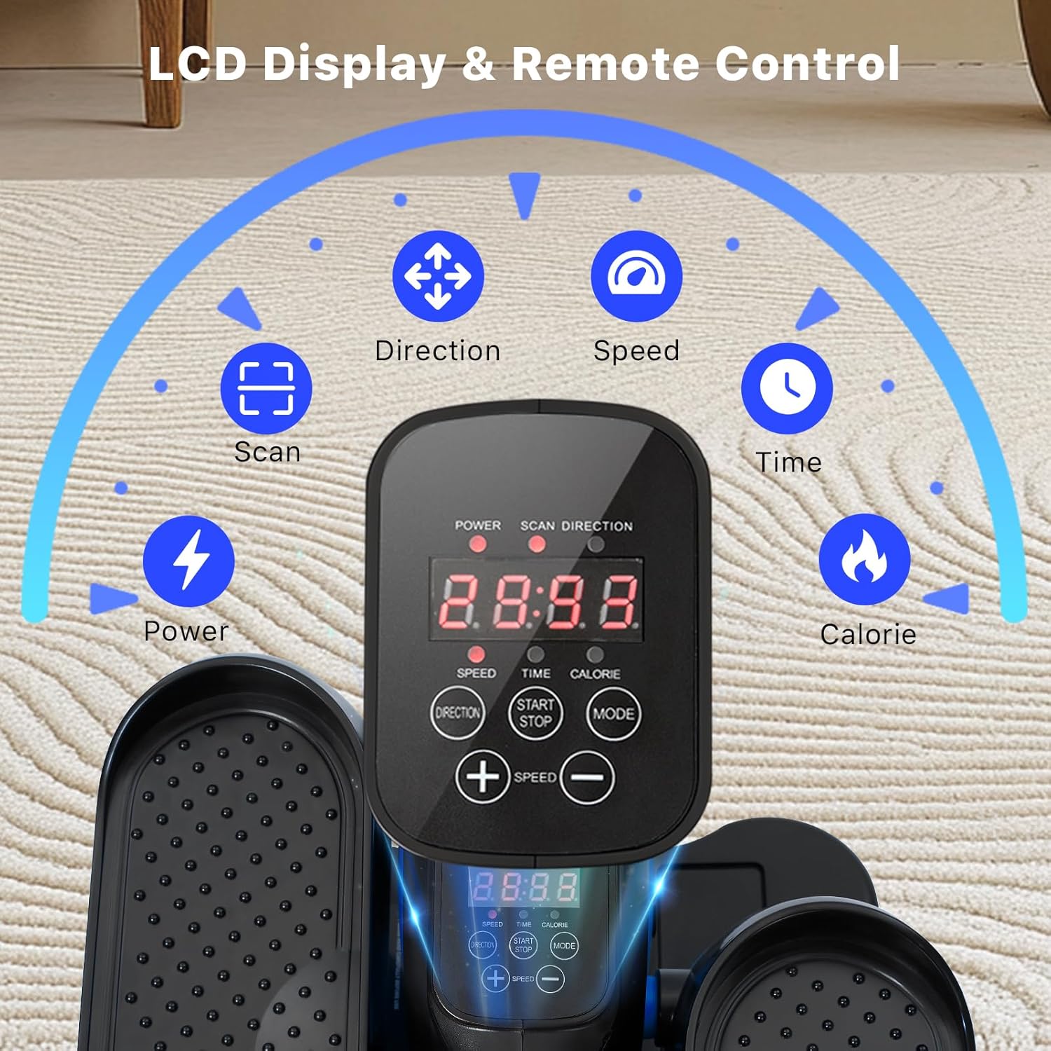 Under Desk Elliptical Machine,Electric Ellipse Leg Exerciser as See on TV with Remote Control,12 Level Speeds Seated Pedal Exerciser for Seniors Adults, Manual & Auto Mode - Image 3