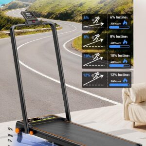 Walking Pad Treadmill with 15% Incline & Dual LED Display, 4 in 1 Walking Pad with Handle Bar, 3.5HP Foldable Treadmill with Incline, Treadmills for Home 350LBS, 4 Adjustable Incline, RGB Light