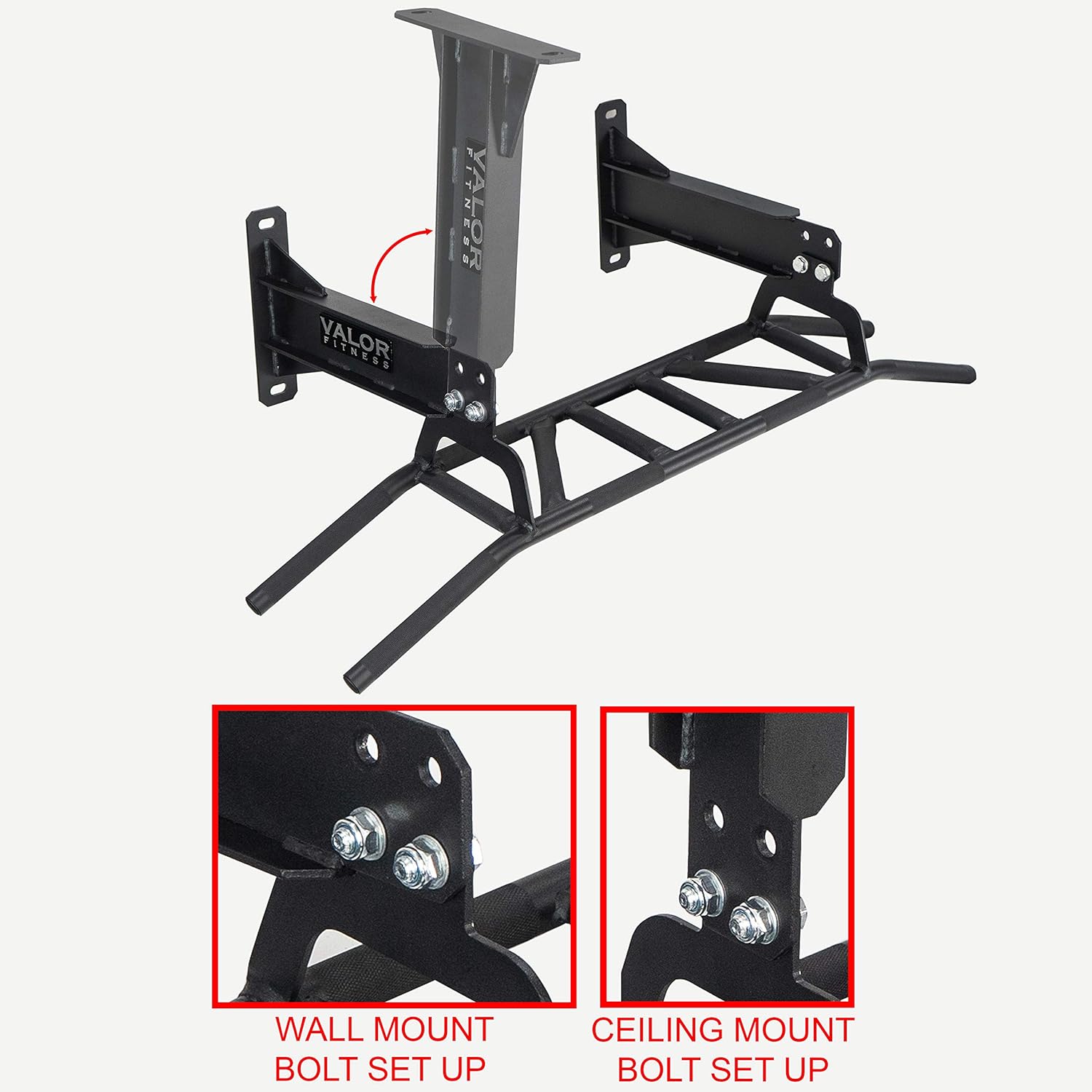 Valor Fitness Multi Grip Pull Up Bar - Wall or Ceiling Mount Chin Up Bar -Upper Body Muscle Building Station - Home Gym Workout Equipment - Image 5
