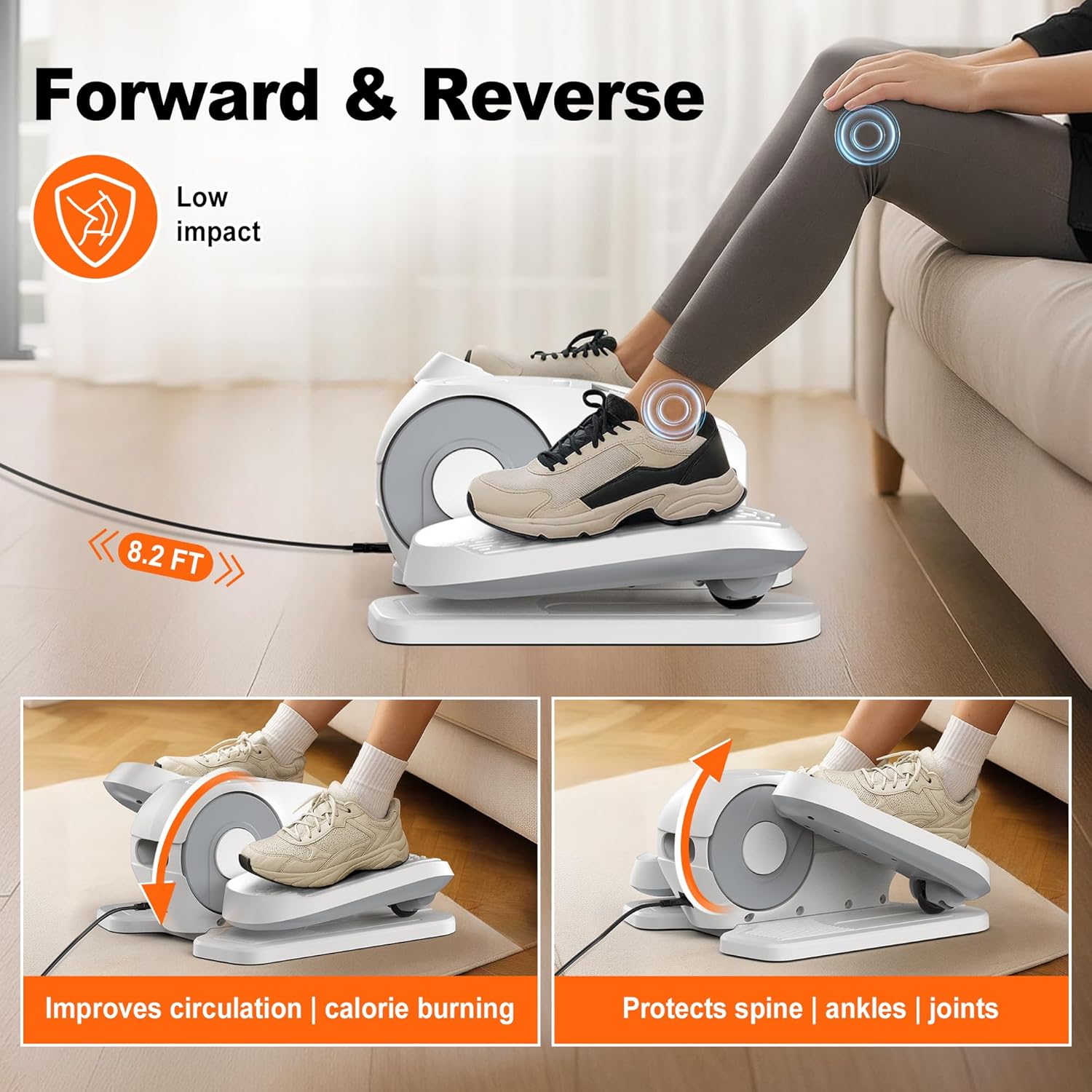 Under Desk Elliptical, Electric Leg Exerciser as Seen on TV for Seniors with 12 Adjustable Speed, Quiet Portable Electric Seated Pedal Exerciser Machine with Remote Control for Home Office - Image 5