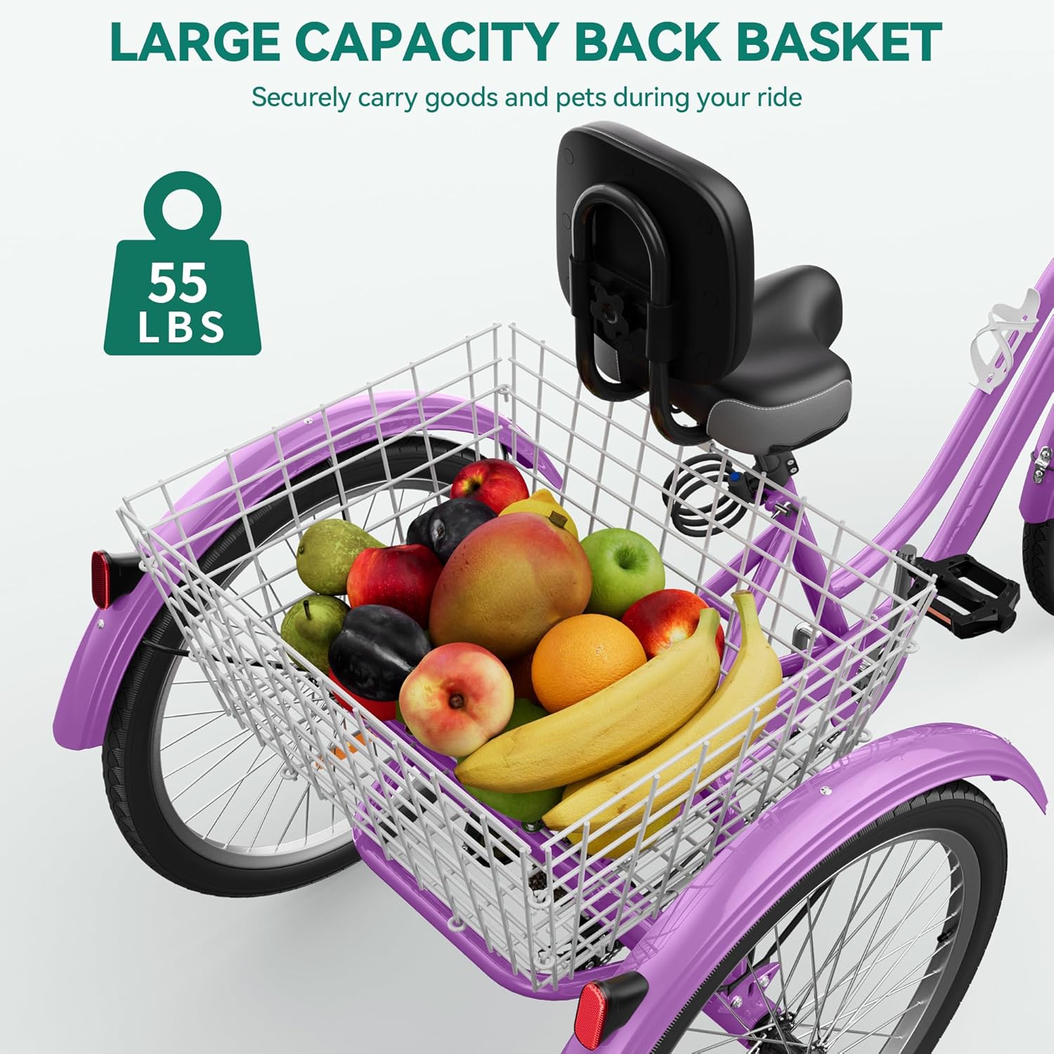 YITAHOME 24 & 26 Inch Adult Tricycle, 1 & 7 Speed 3 Wheel Bikes, Large Seat with Backrest Trike for Adults with Front & Rear Baskets, Cruiser Bike for Seniors Women Men Commute Picnic Outdoor - Image 2