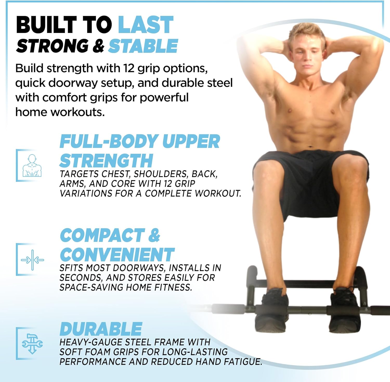Stamina Products Multi-Function Pull-Up Bar for At-Home Upper-Body Workouts with 12 Grip Options for Targeting Chest, Shoulders, Back, Arms or Core - Image 5
