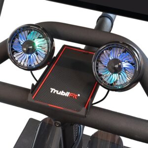 Dual Bike Fans with Phone Tray for Peloton Bike – All-Metal Phone Holder – No Batteries Required – Accessories for Peloton Bike – Compatible with Cross Training Bike