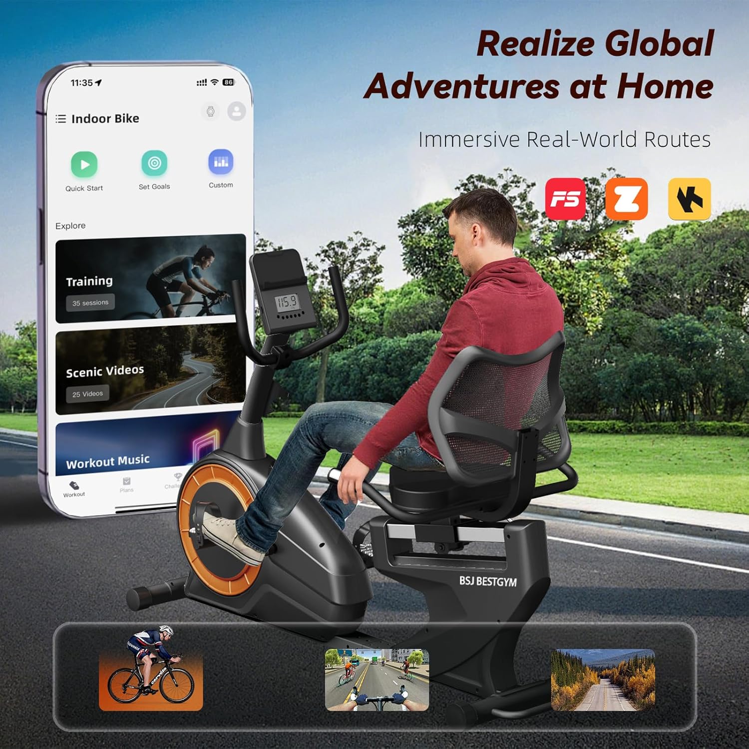 Recumbent Exercise Bike, Recumbent Stationary Bike for Home, Recumbent Bike 350LBS Weight Capacity, Magnetic Recumbent Bike with Smart APP, LCD Monitor, Heart Rate Handle - Image 8