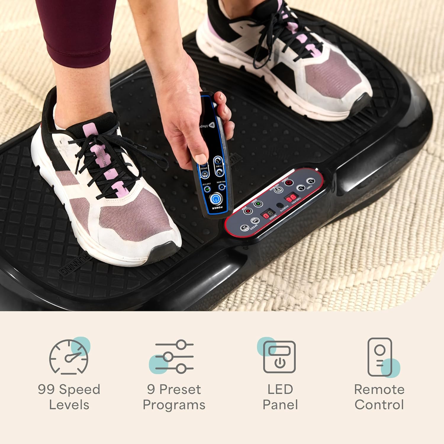 Lifepro Waver Vibration Plate Exercise Machine for Lymphatic Drainage, Muscle Activation, Full-Body Workout Vibrating Platform with Loop Bands, Fitness Equipment for Strength Toning & Fat Loss - Image 4