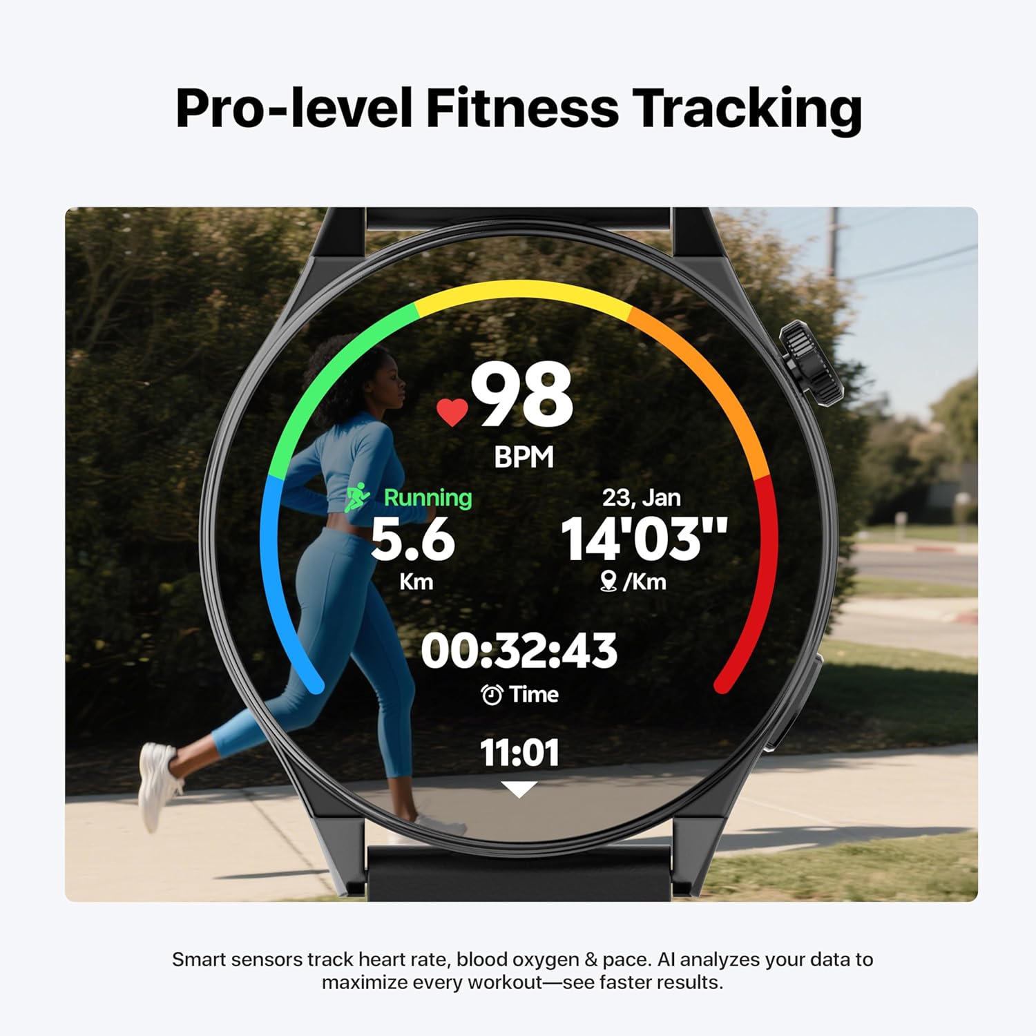 AI Translator Watch,Language Translator Device,Heart Rate & Sleep Monitor, AMOLED Display, Titanium Alloy Waterproof, Multi-Sport Modes,Black - Image 3
